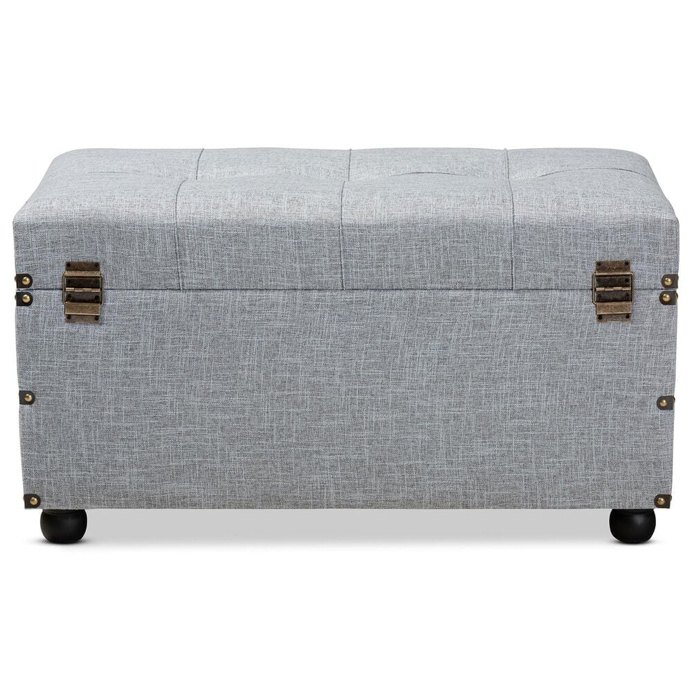 Baxton Studio Flynn 2-Drawer Storage Trunk Ottoman in Grey, , large