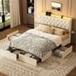 HOMLUX Full Upholstered Platform Storage Bed with Headboard Shelf and USB Charging Station in Beige, , large