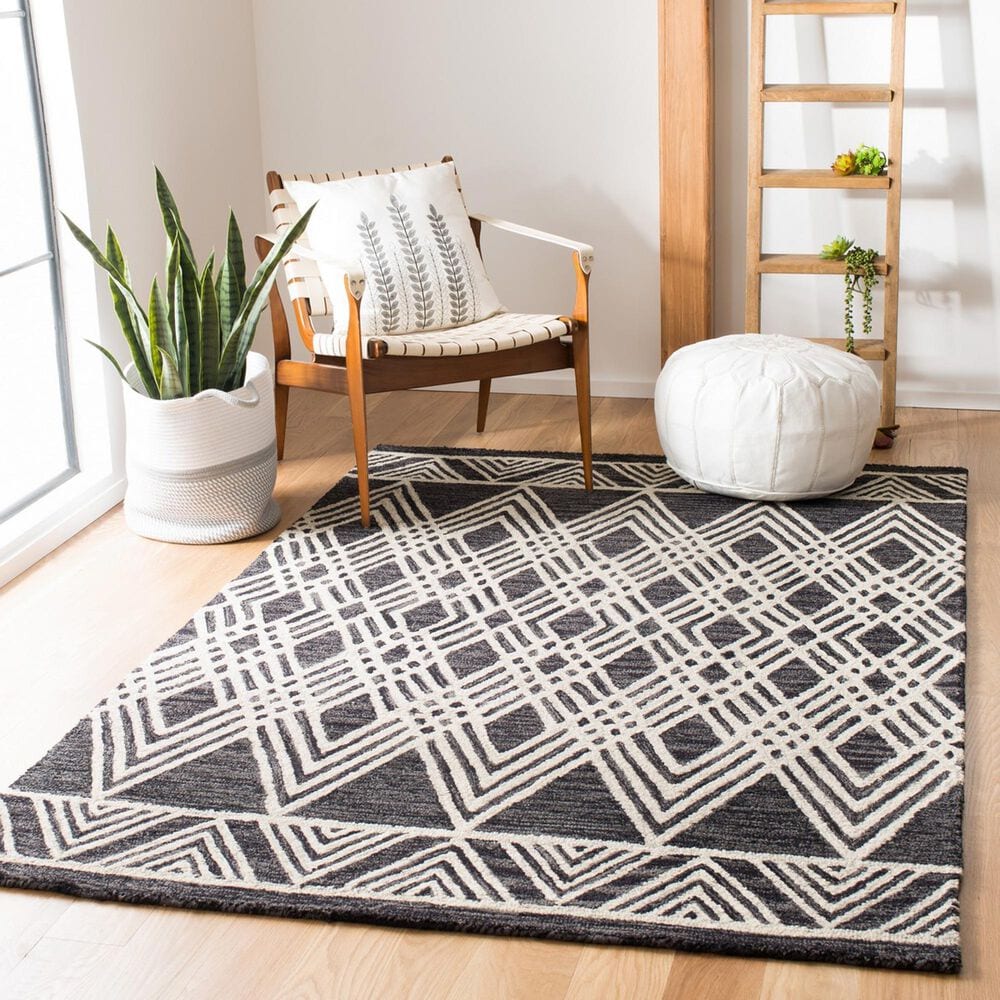 Safavieh Micro-Loop MLP155H 8&#39; x 10&#39; Charcoal and Ivory Area Rug, , large