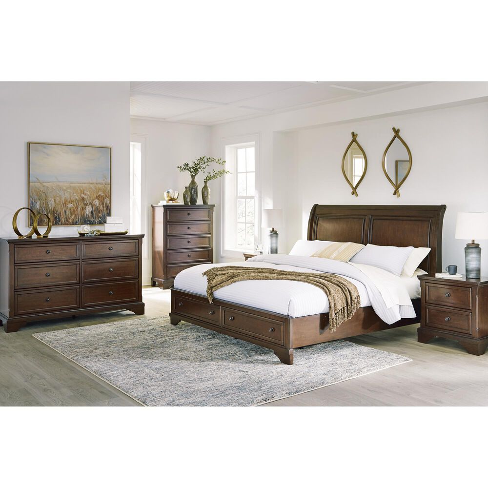 Ashley Trellington 4-Piece King Bedroom Set in Warm Brown Cherry, , large
