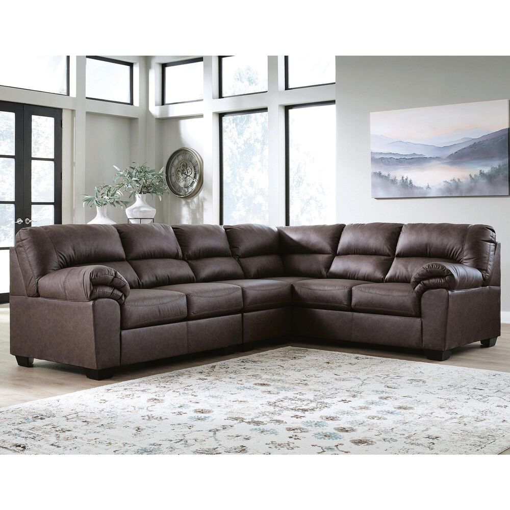 Ashley WillowBend 3-Piece Sectional with RAF Sofa in Umber, , large