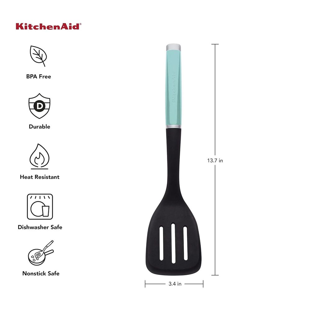 KitchenAid Classic Nylon Slotted Turner in Aqua Sky, , large