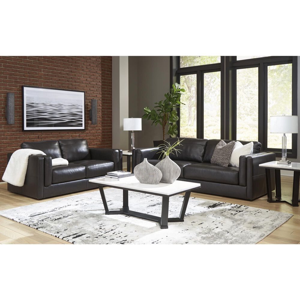 Ashley Amiata Stationary Sofa and Loveseat Set in Onyx, , large