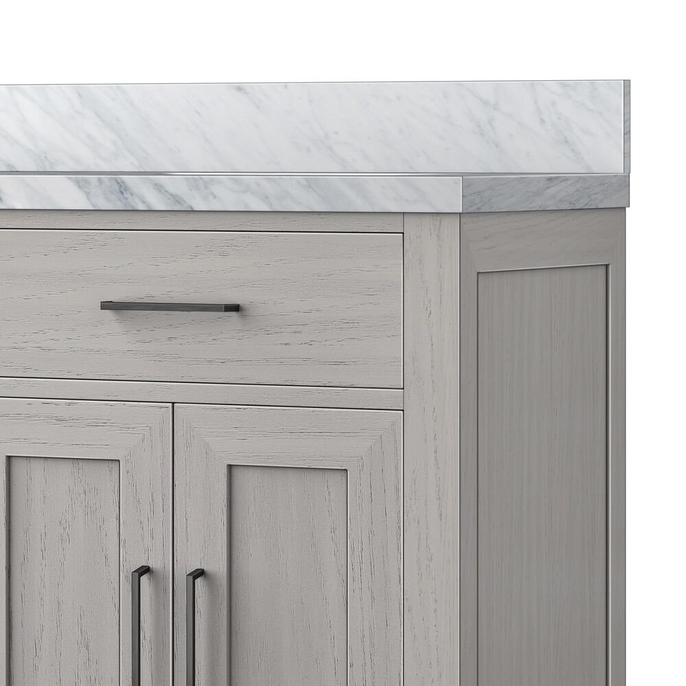Lexora Home Abbey 60&quot; Double Bathroom Vanity in White Oak with 2 cm White Carrara Marble Top and Rectangular Sinks, , large