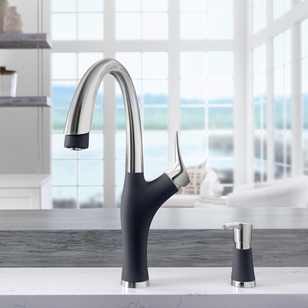 Blanco Artona Pull-Down Kitchen Faucet 1.5 GPM in PVD Steel and Anthracite, , large
