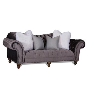 Aria Designs Lorraine Traditional Sofa in Gray Velvet, , large