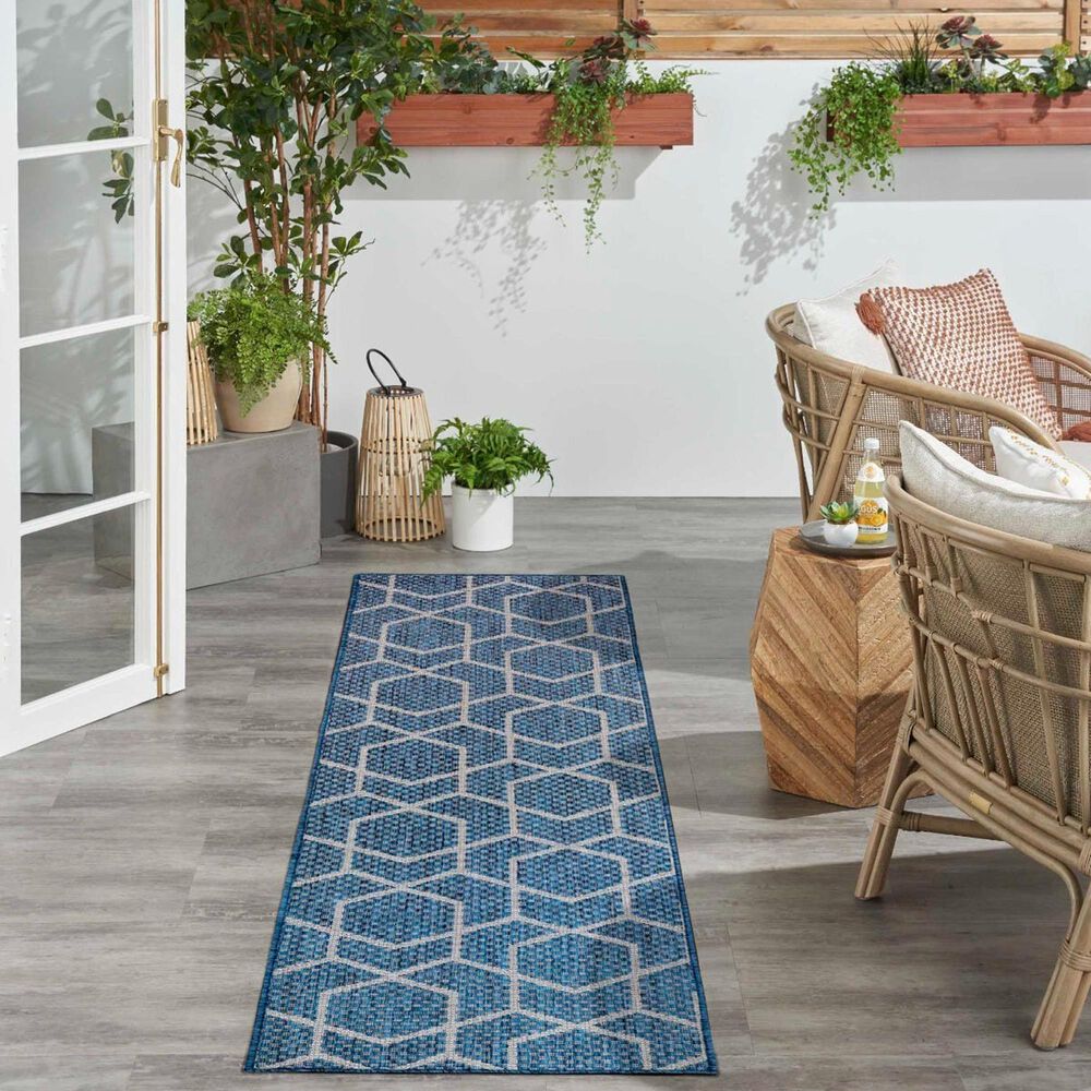 Nourison Horizon HOZ01 Denim 2&#39;2&quot; x 8&#39; Indoor/Outdoor Runner, , large