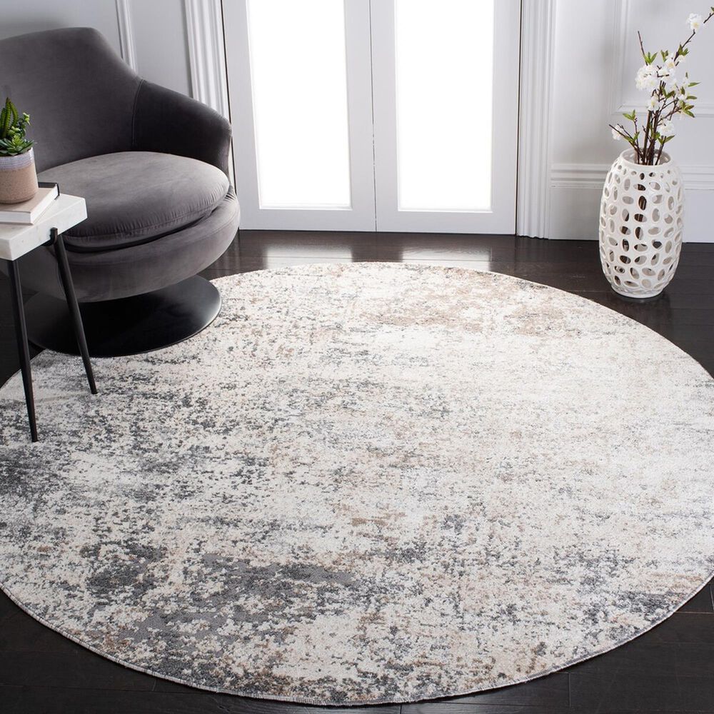 Safavieh Aston 5&#39;3&quot; Round Ivory and Grey Area Rug, , large