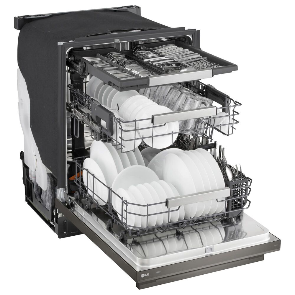 LG 24" Built-In Bar Handle Dishwasher with 3rd Rack in Black Stainless Steel, , large