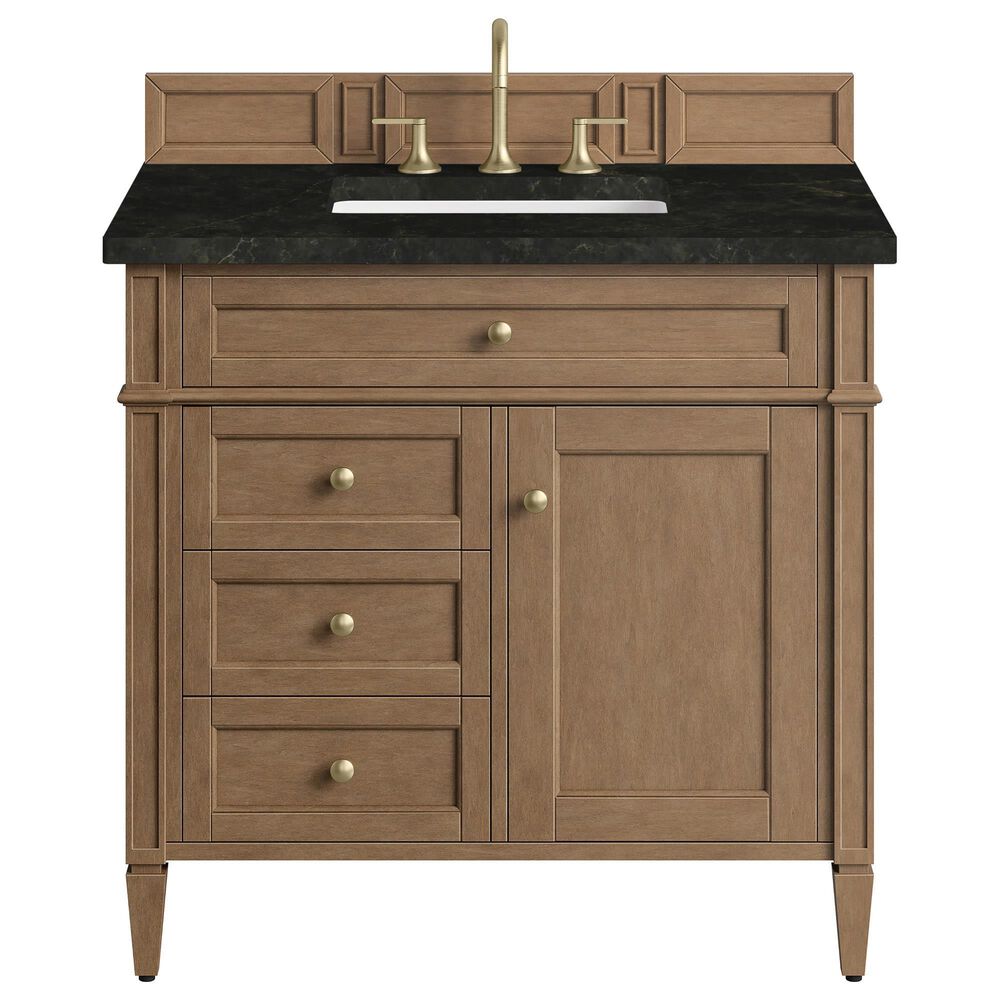 James Martin Brittany 36" Single Bathroom Vanity in Pecan with 3 cm Phantome Eclos Top and Rectangular Sink, , large