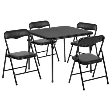 Flash Furniture Mindy 5-Piece Kids Folding Table Set in Black, , large