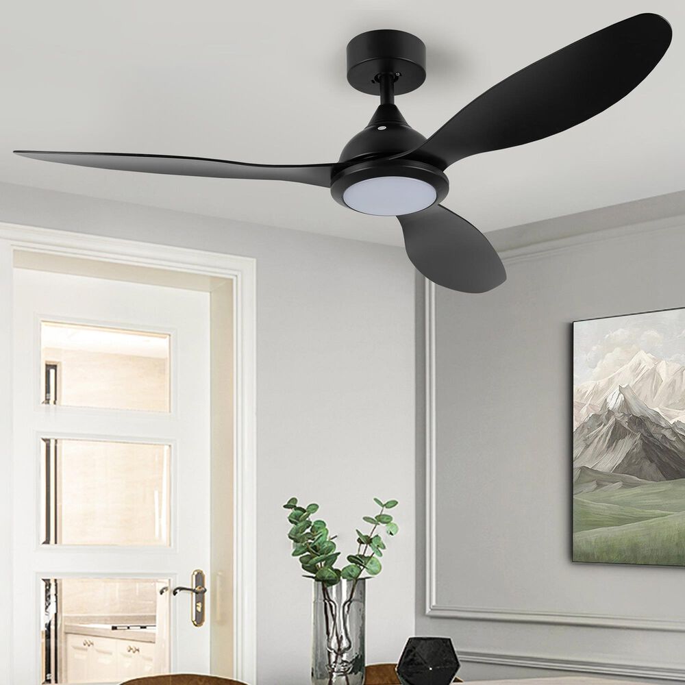 HOMLUX 52" Indoor Ceiling Fan with LED Light in Black, , large