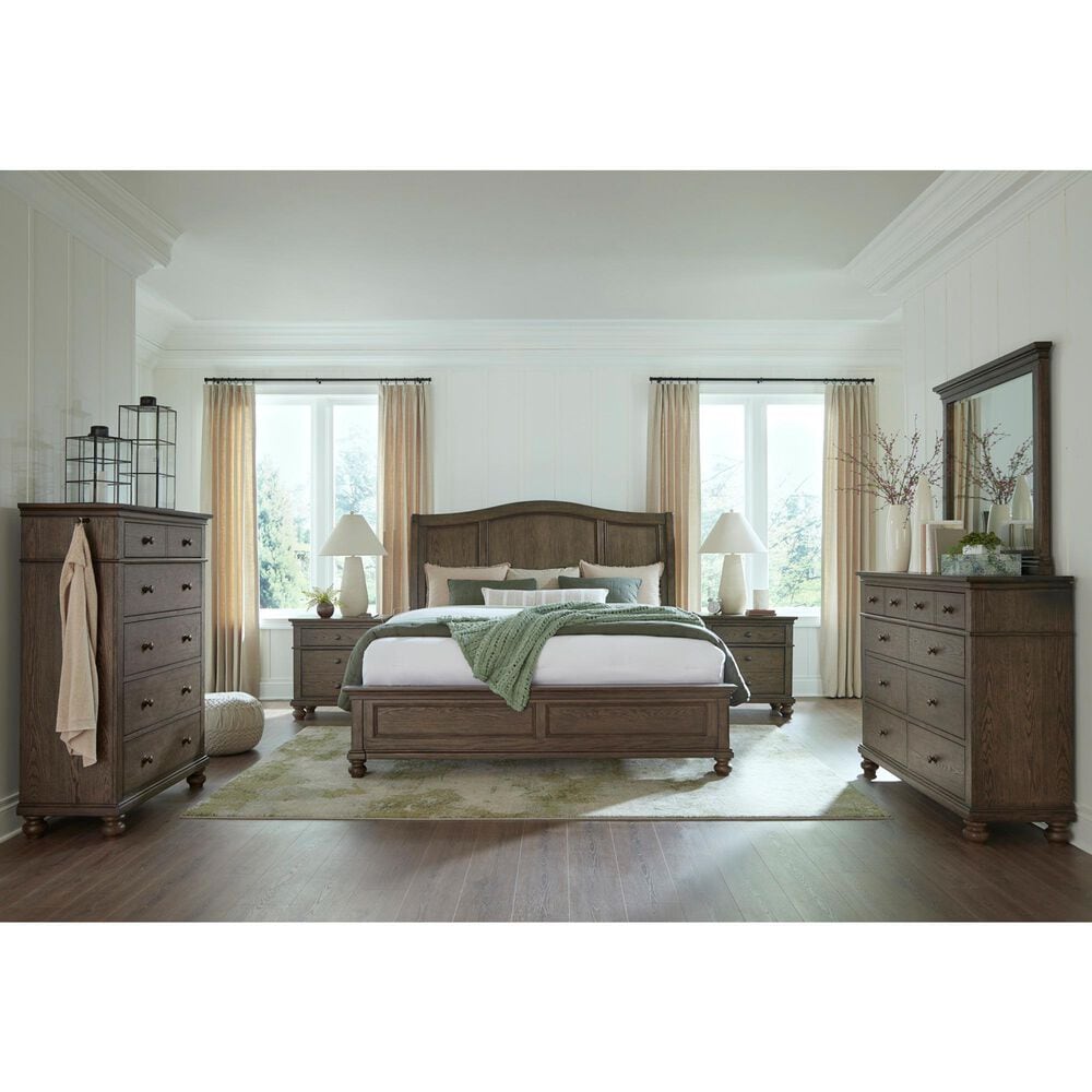 Riva Ridge Oxford California King Sleigh Bed in Cocoa with USB Ports, , large