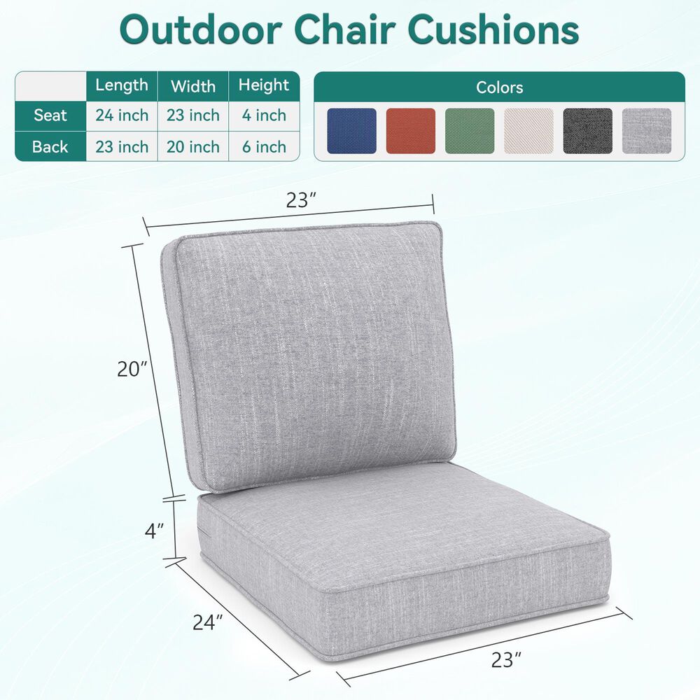 Sunwell Garden 4" Thick Outdoor Cushion Set in Light Grey (Set of 2), , large