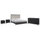 Sterling Timber Elure Queen Upholstered and Strap Panel Bed with Dresser and 2 Nightstands in Peppercorn, , large
