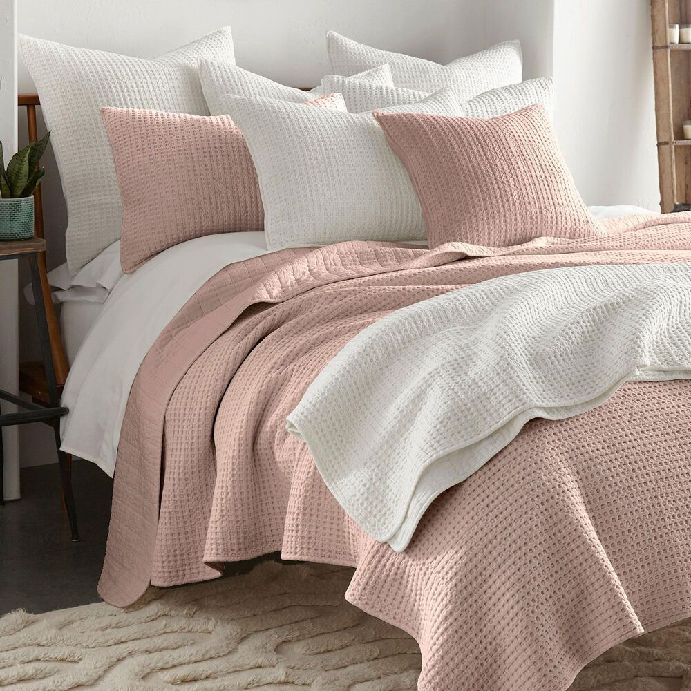 Levtex Mills Waffle 3-Piece Full/Queen Quilt Set in Blush, , large