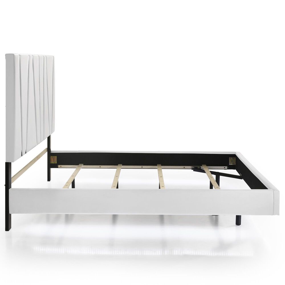 New Heritage Europa Wood Cal King Panel Bed with 2 Nightstands in White, , large