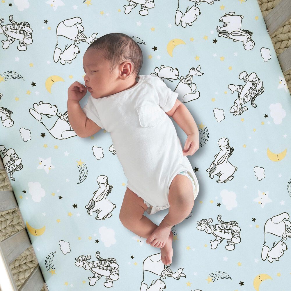 Lambs and Ivy Starlight Pooh 3-Piece Crib Bedding Set in Blue, Brown and Yellow, , large