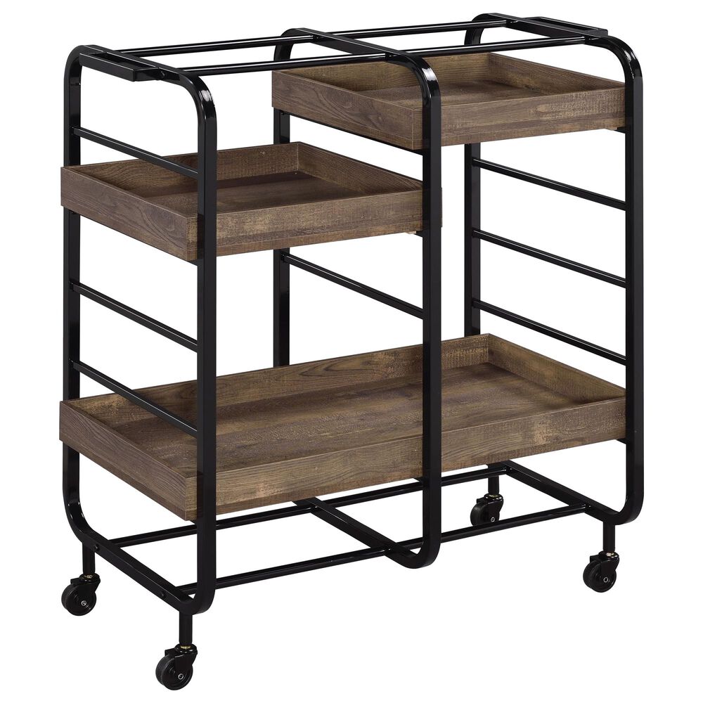 Gunnison Co. Vorrik Serving Cart in Black/Walnut, , large