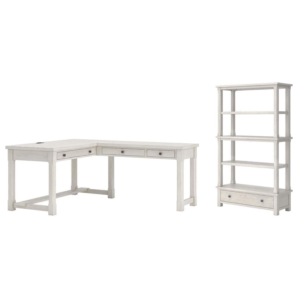 Ashley Robbinsdale 3-Piece L-Shape Desk and Bookcase Set in Antique White, , large