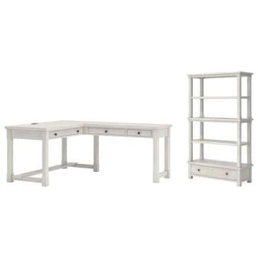 Ashley Robbinsdale 3-Piece L-Shape Desk and Bookcase Set in Antique White, , large