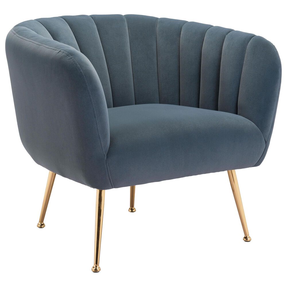 Zuo Modern Deco Accent Chair in Gray Velvet, , large