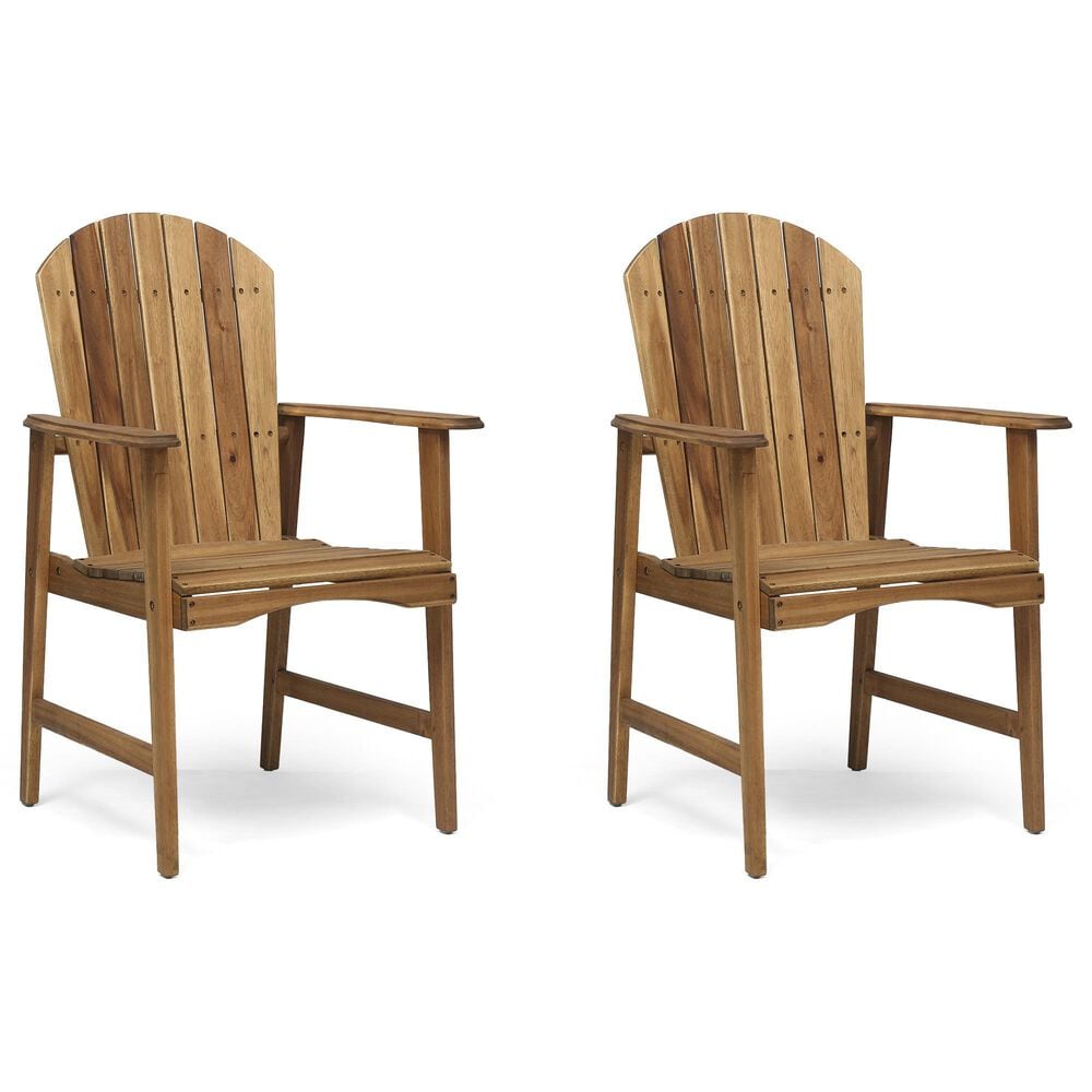 Hearth and Haven Outdoor Adirondack Dining Chair in Natural (Set of 2), , large