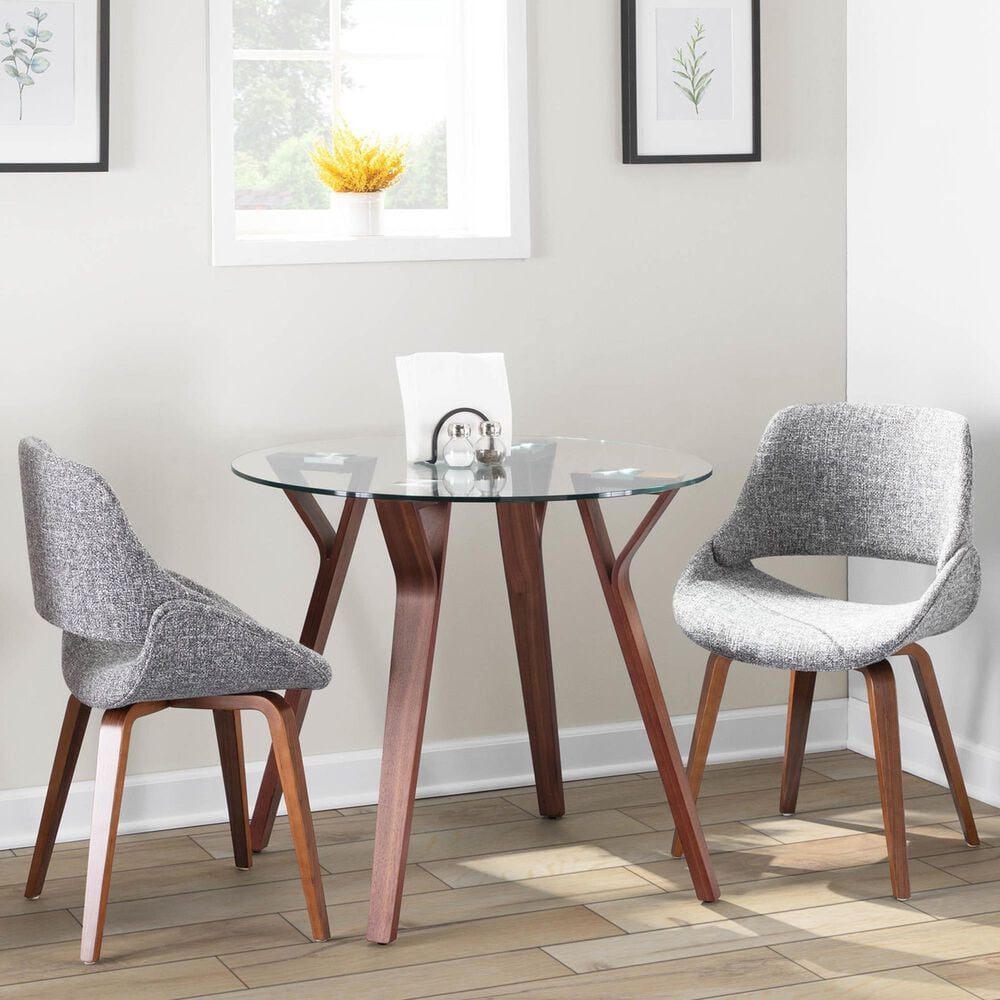 Lumisource Fabrico Side Chair with Grey Noise Upholstered in Walnut &#40;Set of 2&#41;, , large