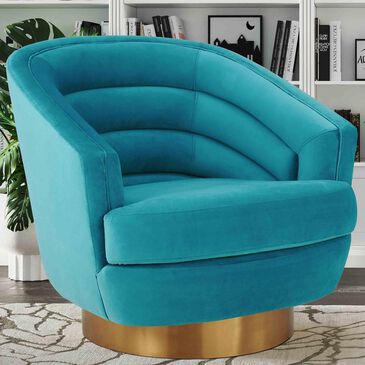 37B Canyon Swivel Chair in Blue Velvet, , large