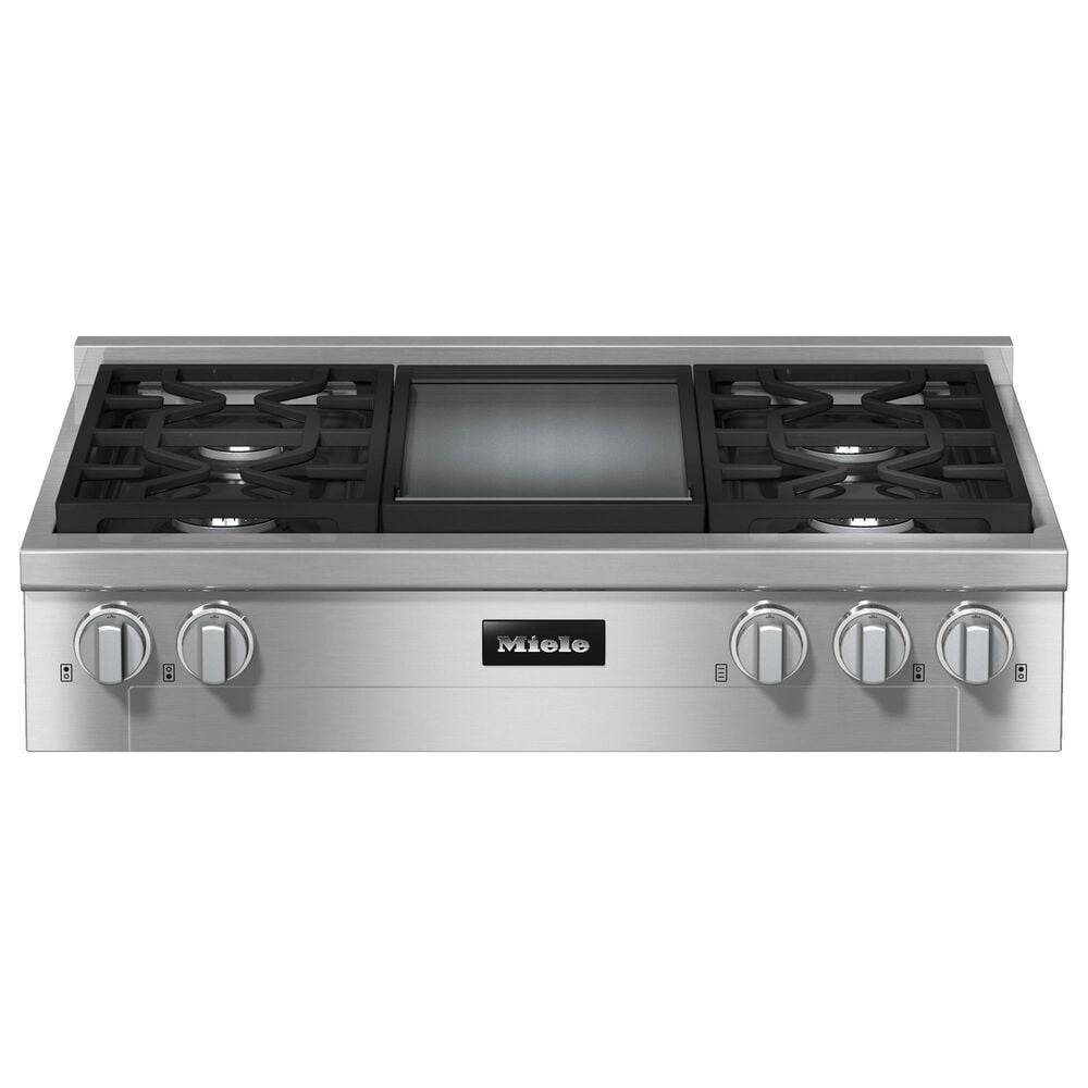Miele 36" Natural Gas Rangetop with Broil-Griddle Cover in Stainless Steel and Black, , large