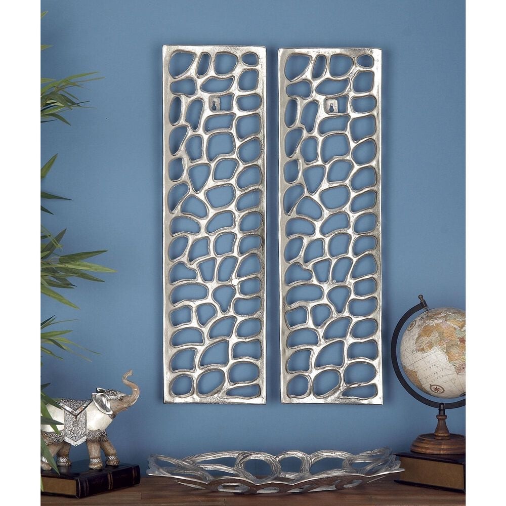 Maple and Jade 9&quot; x 32&quot; Abstract Cutouts Home Wall Decor in Silver &#40;Set of 2&#41;, , large