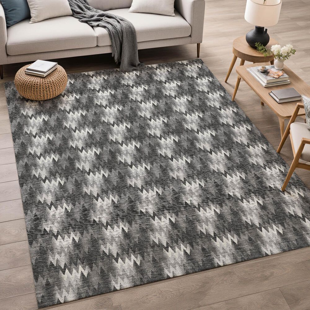 Dalyn Rug Company Soft Essentials Chevron Black 5' x 7'6" Area Rug, , large