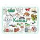 1 Brilliant Gift Wanderer Kansas Tempered Glass Cutting Board in White, , large