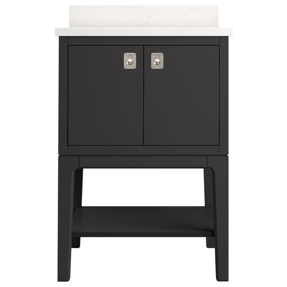 Kohler Seagrove 24" Single Bathroom Vanity in Ferrous Grey with 3 cm White Quartz Top and Rectangular Sink, , large