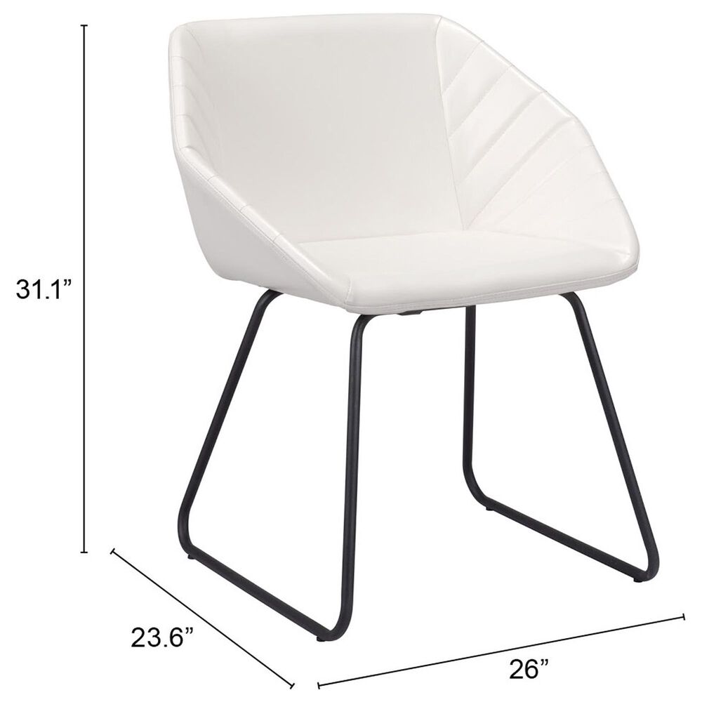 Zuo Modern Miguel Dining Chair in White/Matte Black, , large