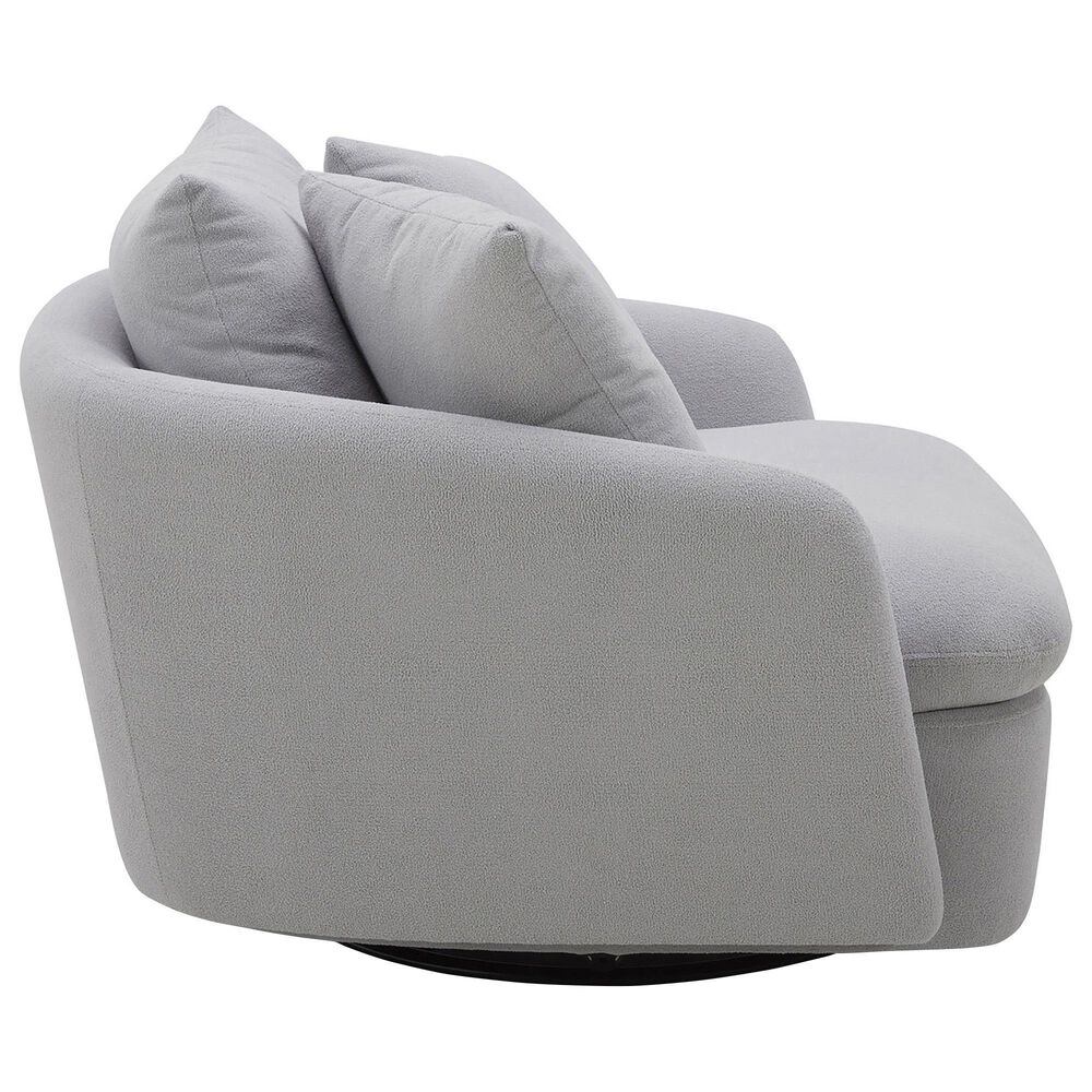 Simeon Collection Boomer Oversized Swivel Accent Chair in Dame Dove Grey, , large