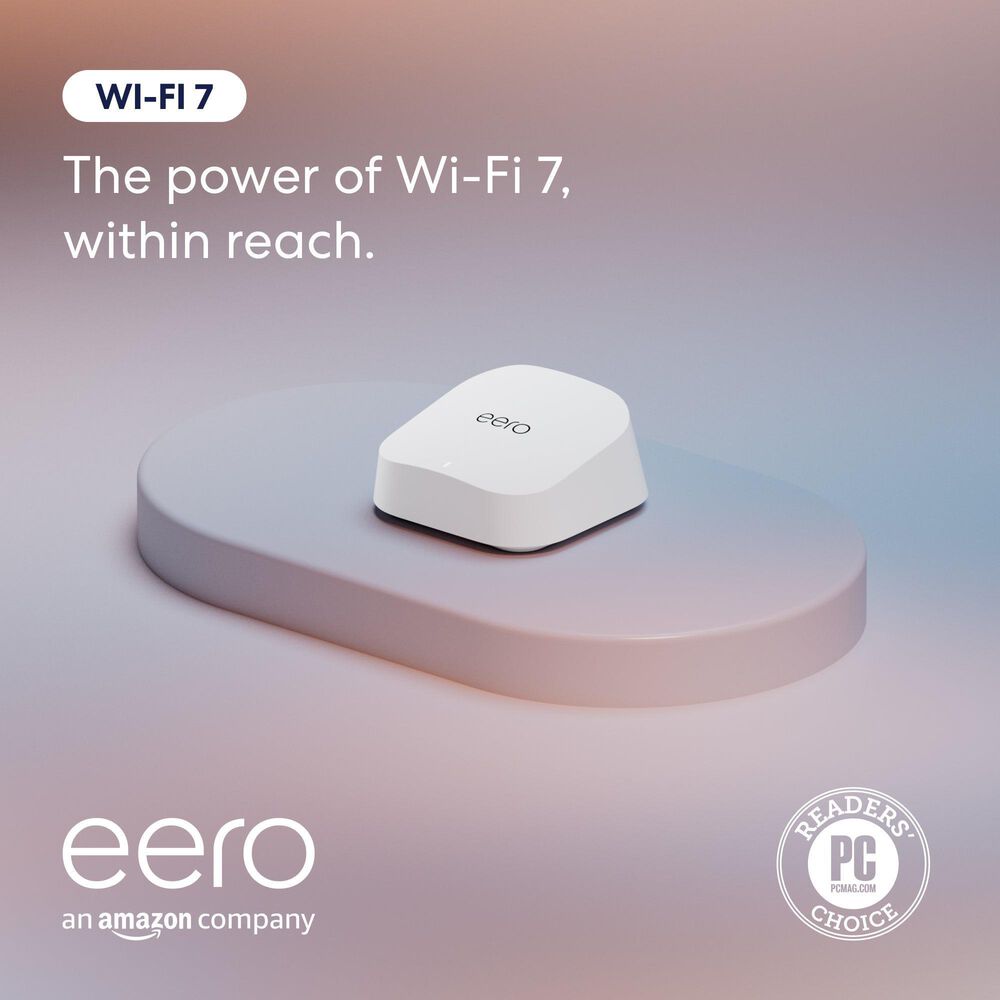 eero Pro 6E Mesh Wi-Fi 6E Router with 7 Mesh Wi-Fi 7 System in White, , large