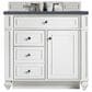 James Martin Vanities Bristol 36" Single Bathroom Vanity in Bright White with 3 cm Charcoal Soapstone Quartz Top and Rectangular Sink, , large