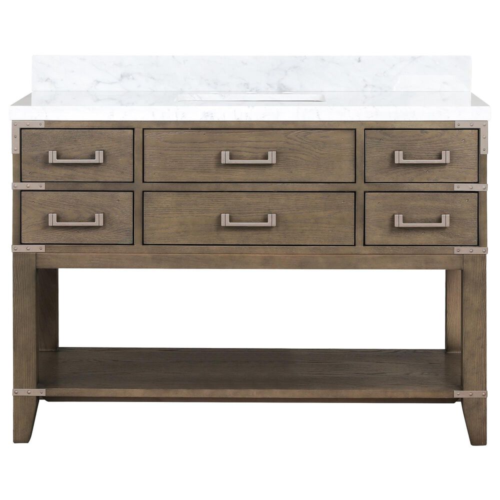 Lexora Home Norwalk 48&quot; Single Bathroom Vanity in Grey Oak with White Carrara Marble Top  and Rectangle Sink, , large