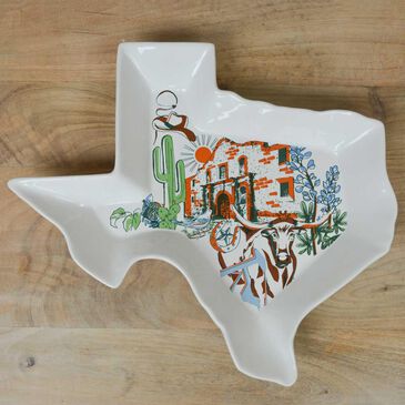 The Royal Standard 10" Texas Love State Shaped Platter in White and Multicolor, , large