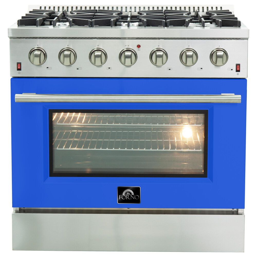 Forno Galiano 36" Freestanding Gas Range in Blue and Stainless Steel, , large