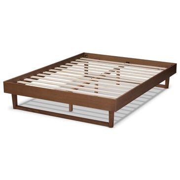 Baxton Studio Liliya Full Platform Bed Frame in Walnut Brown, , large