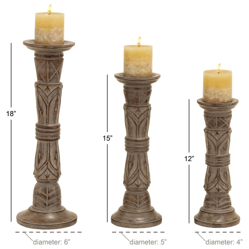 Maple and Jade 18&quot; Candle Holder in Light Brown &#40;Set of 3&#41;, , large