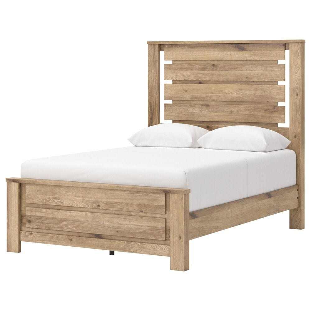 Ashley Brozmont Full Panel Platform Bed in Tan, , large