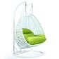 Leisuremod 2-Seat Hanging Egg Swing Chair with Light Green Cushion in White, , large