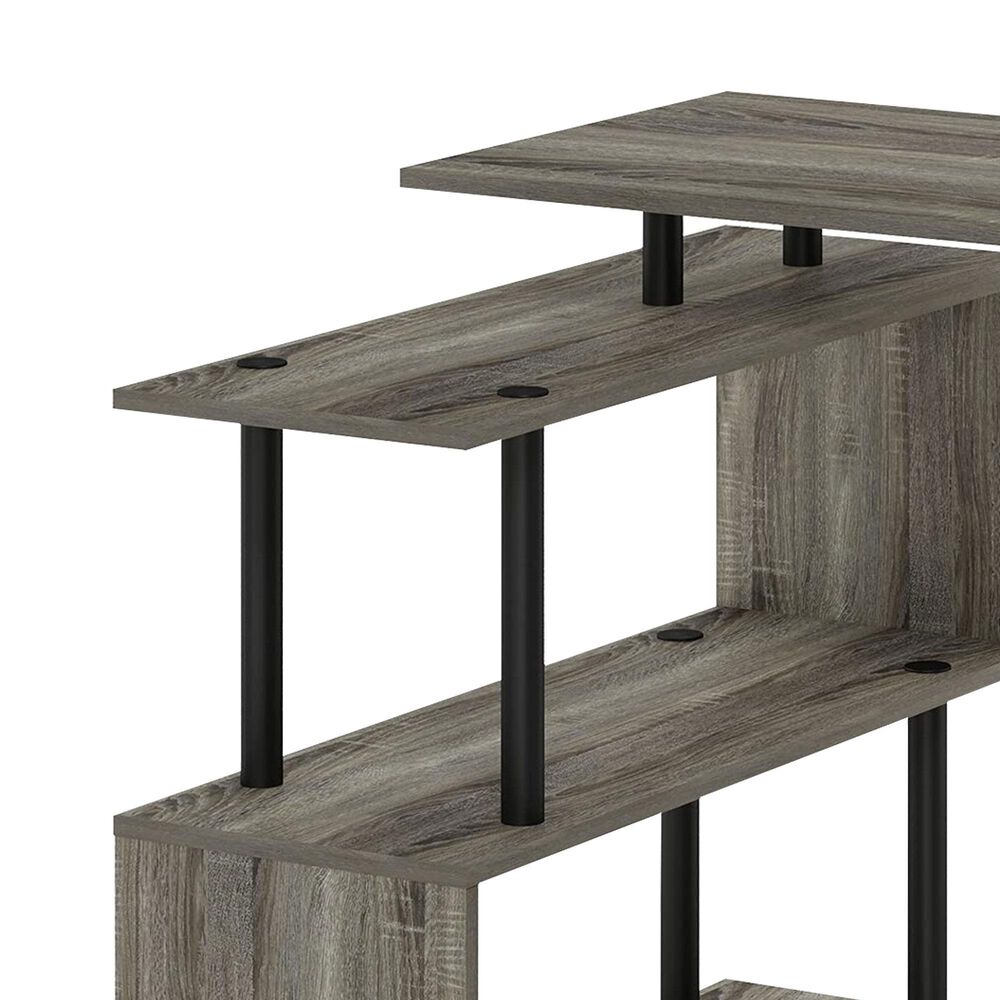 HOMLUX 3-Tier Shelves L-Shape Computer Desk in French Oak Grey and Black, , large