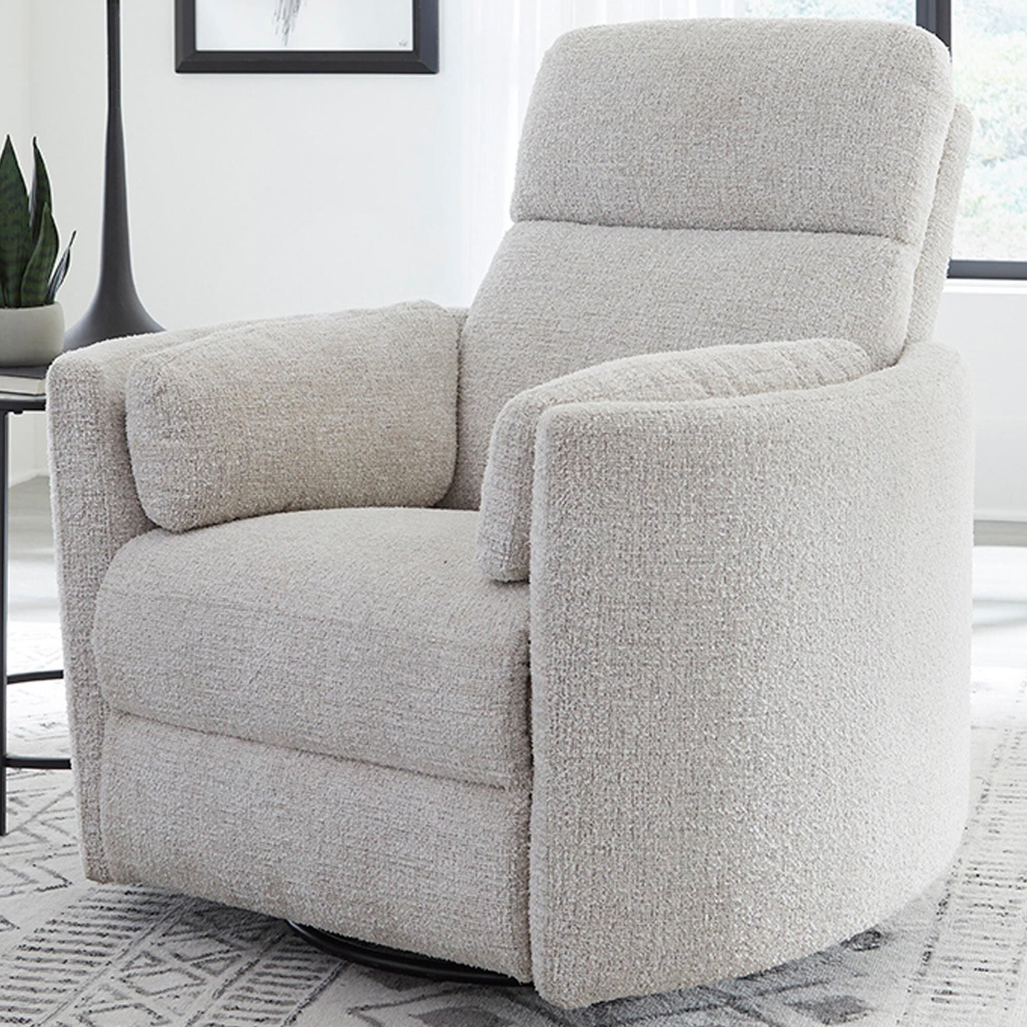 Simeon Collection Manual Swivel Glider Recliner in Angora Linen