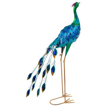 The Gerson Company 35" Peacock Figurine in Blue and Green, , large