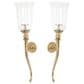 Maple and Jade Textured Indoor/Outdoor Wall Sconce in Gold and Clear (Set of 2), , large