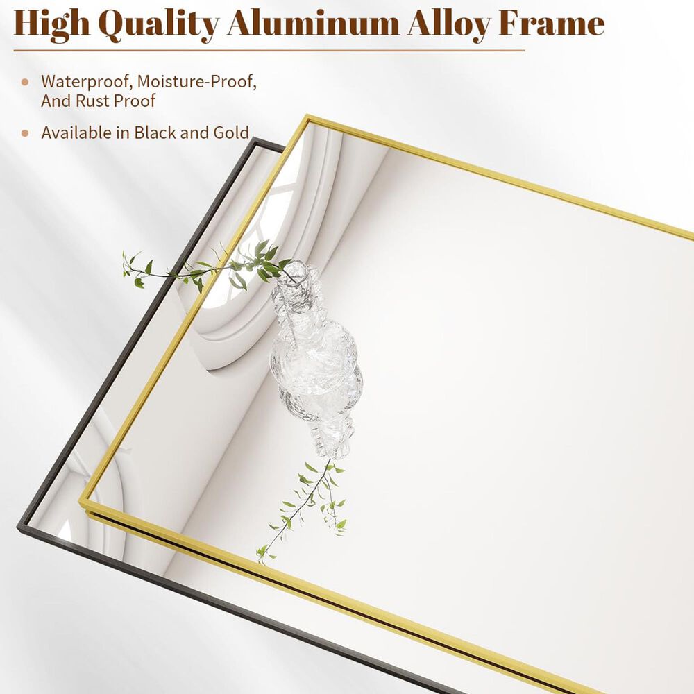 HOMLUX 20" x 28" Wall Mount Rectangular Decorative Mirror in Black, , large